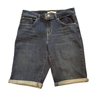Levi's Woimens Denim Cuffed Bermuda Shorts-Blue-Size 28-GUC